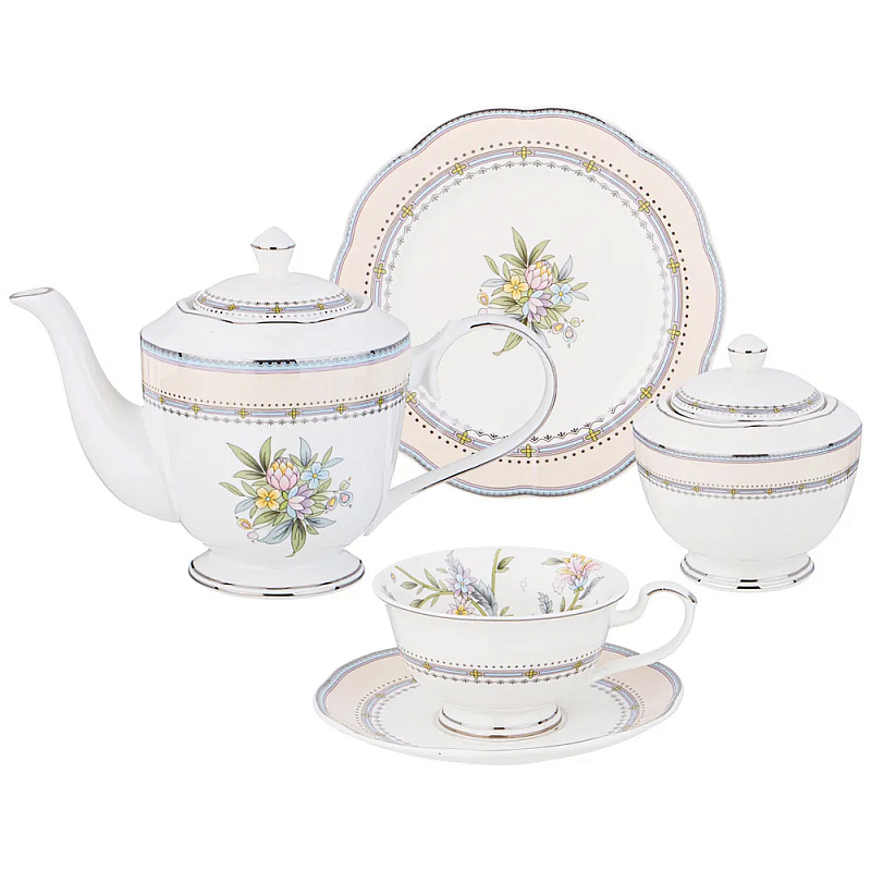 Чайный сервиз из фарфора на 6 персон 20 предметов Tea Flower Set Мульти в Ульяновске | Loft Concept 