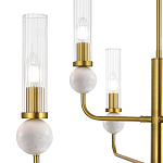 Люстра с 6-ю плафонами в форме стеклянных трубок и мраморных декоративных элементов Montreal варинант исполнения - 5 | Loft Concept в Ульяновске