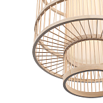 Подвесной светильник из деревянных прутьев с плафоном из натуральной ткани Light Inside the Cell варинант исполнения - 6 | Loft Concept в Ульяновске