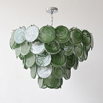 Люстра из зеленых стеклянных дисков с перламутровым эффектом Green Glowing Glaze варинант исполнения - 5 | Loft Concept в Ульяновске