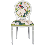 Стул светло-серый из натурального бука с изображением птиц и цветов Blooming Red Birds варинант исполнения - 1 | Loft Concept в Ульяновске