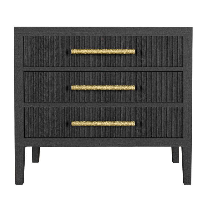 Тумба Primo  с тремя ящиками шпон Черный дуб Черный Золотой в Ульяновске | Loft Concept 