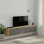 ТВ-тумба подвесная цвета древесины с 4-мя темно-серыми дверцами SPARK TV STAND OAK ANTHRACITE варинант исполнения - 3 | Loft Concept в Ульяновске