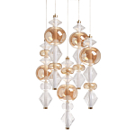 Люстра с плафонами из прозрачного и янтарного стекла в виде шаров и ромбов Gabriel Scott Luna варинант исполнения - 1 | Loft Concept в Ульяновске