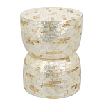 Приставной столик с мозаичным рисунком из раковин устриц Bone Inlay варинант исполнения - 1 | Loft Concept в Ульяновске