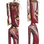 Комплект из 2-х деревянных статуэток Asmat Tall Red Statuettes варинант исполнения - 3 | Loft Concept в Ульяновске