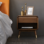 Прикроватная деревянная тумба с ящиком и нишей для хранения Moon Walnut Furniture варинант исполнения - 1 | Loft Concept в Ульяновске