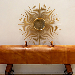 Зеркало-солнце круглое в раме из металла с золотыми с лучами Rays of Peace варинант исполнения - 2 | Loft Concept в Ульяновске