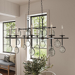 Люстра подвесная с 8-ю лампами и стеклянными круглыми подвесками Currey & Company варинант исполнения - 3 | Loft Concept в Ульяновске