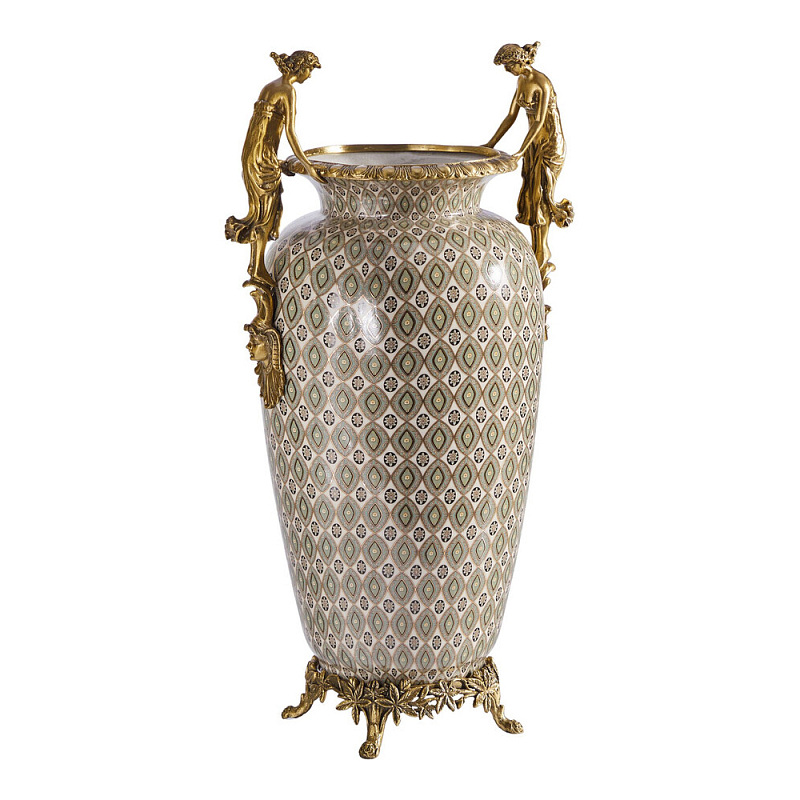 Ваза из фарфора декорированная ручками в виде девушек Paradise Maiden Бронза Мульти в Ульяновске | Loft Concept 