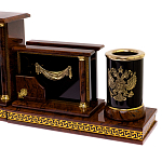 Настольный письменный набор с часами из природного камня обсидиана Royal Set варинант исполнения - 3 | Loft Concept в Ульяновске