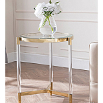 Золотой приставной столик с круглой стеклянной столешницей Weightless Table варинант исполнения - 8 | Loft Concept в Ульяновске