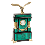 Часы настольные из натурального камня Малахит с декором в виде орла Eagle Stone Clock варинант исполнения - 2 | Loft Concept в Ульяновске