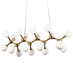 Линейная люстра с плафонами из стеклянных шаров Pearls Suspension Linear Gold Chandelier варинант исполнения - 1 | Loft Concept в Ульяновске