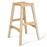 Барный стул со спинкой и подлокотниками на 4-х деревянных ножках Бежевый Велюр Ava Charm варинант исполнения - 3 | Loft Concept в Ульяновске