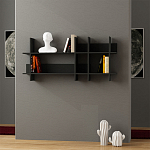 Полка прямая подвесная двухъярусная цвета антрацит BEADS BOOKCASE ANTHRACITE варинант исполнения - 1 | Loft Concept в Ульяновске