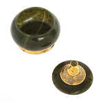 Икорница с крышкой с гравировкой из натурального камня Нефрит Decorative Cavair Dishes варинант исполнения - 5 | Loft Concept в Ульяновске