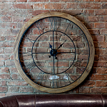 Часы настенные деревянные с римскими цифрами чёрного цвета Clock with History варинант исполнения - 2 | Loft Concept в Ульяновске