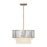 Люстра круглая с подвесками из текстурированного стекла молочного цвета Hinkley варинант исполнения - 9 | Loft Concept в Ульяновске