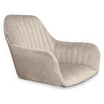 Барный стул со спинкой и подлокотниками на 4-х коричневых деревянных ножках Бежевый Велюр Ava Charm варинант исполнения - 5 | Loft Concept в Ульяновске