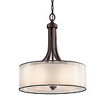 Люстра подвесная с двойным круглым плафоном из органзы и матового стекла Kichler варинант исполнения - 5 | Loft Concept в Ульяновске