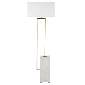 Торшер с прямоугольным абажуром на белом мраморном основании Asymmetry on Marble