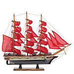 Декоративная модель деревянного парусника с красными парусами в подарочной упаковке With The low варинант исполнения - 1 | Loft Concept в Ульяновске