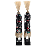 Комплект из 2-х деревянных статуэток Asmat Straw Headdress Statuettes Black Turquoise варинант исполнения - 4 | Loft Concept в Ульяновске