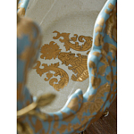 Чаша голубого цвета с оранментом и и бронзовыми фигурами леопардов Eden Garden варинант исполнения - 11 | Loft Concept в Ульяновске