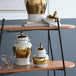 Ваза белая с крышкой и золотистыми фрагментами 24 см Chinoiserie Ceramics варинант исполнения - 4 | Loft Concept в Ульяновске