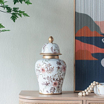 Ваза с нежным цветочным узором в пастельных тонах и крышкой с золотым акцентом Chinoiserie Ceramics варинант исполнения - 5 | Loft Concept в Ульяновске