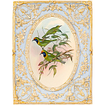 Декоративный постер с изображением птиц в раме с рельефным растительным узором Blooming Birds Poster варинант исполнения - 4 | Loft Concept в Ульяновске