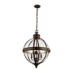 Подвесной светильник бронзового цвета с прозрачным стеклянным плафоном в форме шара в индустриальном стиле на цепи 4 лампы Feiss варинант исполнения - 2 | Loft Concept в Ульяновске