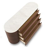 Дизайнерский комод овальной формы с белой столешницей и 4-мя ящиками Gioli варинант исполнения - 1 | Loft Concept в Ульяновске