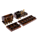 Часы настольные в виде паровоза из натурального камня Обсидиан Train Stone Clock варинант исполнения - 3 | Loft Concept в Ульяновске