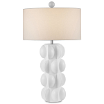 Настольная лампа белая с тканевым абажуром в форме цилиндра Morphing варинант исполнения - 3 | Loft Concept в Ульяновске