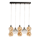 Люстра с 3-мя плафонами волнообразной формы цвета янтарь и 2-мя прозрачными шарообразными плафонами Lucid Rain  варинант исполнения - 2 | Loft Concept в Ульяновске