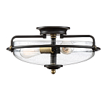 Потолочный светильник со стеклянным плафоном на изогнутых кронштейнах Quoizel  варинант исполнения - 4 | Loft Concept в Ульяновске