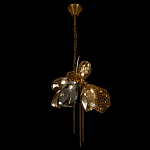 Люстра подвесная со стеклянными плафонами из дымчатого и золотистого с тремя вертикальными подвесками Gilded Mirage  варинант исполнения - 6 | Loft Concept в Ульяновске