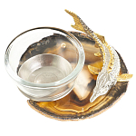 Икорница с декором "Стерлядка" с гравировкой на подставке из натурального камня Агат Decorative Cavair Dishes варинант исполнения - 2 | Loft Concept в Ульяновске