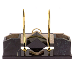 Настольный письменный набор из бежевого мрамора с часами Marble Accessory варинант исполнения - 3 | Loft Concept в Ульяновске