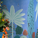 Обои ручная роспись Malwa Special Colourway on blue painted Xuan paper варинант исполнения - 2 | Loft Concept в Ульяновске