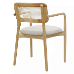 Стул обеденный с мягким сиденьем и спинкой из плетеного ротанга Wood and Textile Chair варинант исполнения - 3 | Loft Concept в Ульяновске