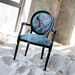 Полукресло из массива бука бирюзовое с изображением птиц и цветов Turquoise Chinoiserie Garden Chair варинант исполнения - 6 | Loft Concept в Ульяновске