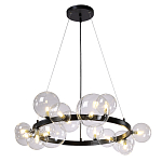Люстра круглая подвесная с 15-ю прозрачными шарообразными плафонами из стекла Iona chandelier варинант исполнения - 8 | Loft Concept в Ульяновске