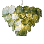 Люстра из зеленых стеклянных дисков с перламутровым эффектом Green Glowing Glaze варинант исполнения - 6 | Loft Concept в Ульяновске
