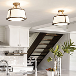 Потолочный светильник со светлым текстильным абажуром Hinkley варинант исполнения - 10 | Loft Concept в Ульяновске