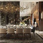 Подвесная люстра в виде ветвей деревьев золотого цвета с прозрачными подвесками-каплями 10 и 14 ламп Droplet Chandelier варинант исполнения - 7 | Loft Concept в Ульяновске