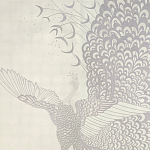 Обои ручная роспись в стиле Арт-деко Whistler Peacocks Special Colourway on 12 Carat White Gold gilded silk варинант исполнения - 2 | Loft Concept в Ульяновске
