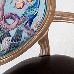 Полукресло из массива бука с сиденьем из экокожи и цветочным принтом на спинке Chinoiserie Garden Chair варинант исполнения - 2 | Loft Concept в Ульяновске